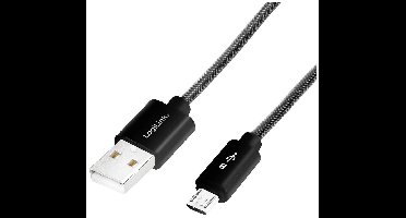 LogiLink CU0132 USB-kabel USB 2.0 USB-A stekker, USB-micro-B stekker 1.00 m Zwart