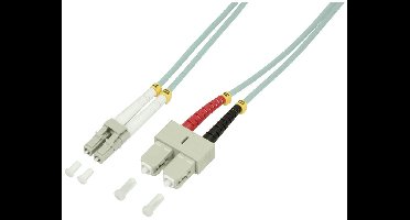 LogiLink FP3LS05 Glasvezel Optische vezel Aansluitkabel 5.00 m Turquoise [1x LC-stekker - 1x SC-stekker] 50/125 µ Multimode OM3
