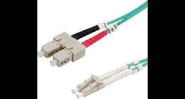 VALUE F.O. kabel 50/125µm OM3, LC/SC, turkoois, 2 m