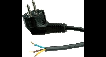 ROLINE geaarde stroomkabel, 230VAC, open end, zwart, 1,8 m