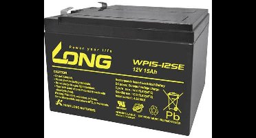 Long WP15-12SE Loodaccu 12 V 15 Ah Loodvlies (AGM) (b x h x d) 151 x 103 x 99 mm Kabelschoen 6.35 mm Cyclusbestendig, Geringe zelfontlading, Onderhoudsvrij