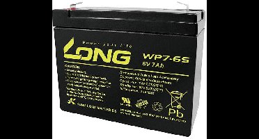 Long WP7-6S Loodaccu 6 V 7 Ah Loodvlies (AGM) (b x h x d) 116 x 99 x 50 mm Kabelschoen 4.8 mm Geringe zelfontlading, Onderhoudsvrij