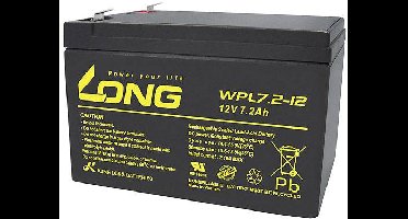 Long WPL7.2-12 Loodaccu 12 V 7.2 Ah Loodvlies (AGM) (b x h x d) 151 x 102 x 65 mm Kabelschoen 6.35 mm Geringe zelfontlading, Onderhoudsvrij