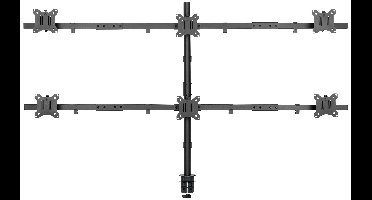 SpeaKa Professional SP-MM-1010 Monitor-tafelbeugel Aantal monteerbare displays: 6 Display(s) 43,2 cm (17) - 81,3 cm (32) Zwart (RAL 7001) Kantelbaar, Zwenkbaar