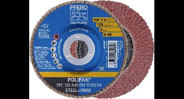 PFERD TOOLS 67744125 PFC 125 A 40 PSF STEELOX Lamellenschijf Diameter 125 mm Boordiameter 22.23 mm Korrelgrootte (num) 40 RVS, Staal 10 stuk(s)