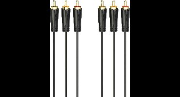 Hama Cinch AV Aansluitkabel [3x Cinch-stekker - 3x Cinch-stekker] 1.5 m Zwart
