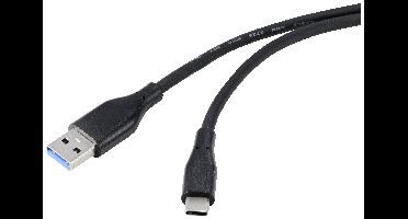 Renkforce RF-4995176 USB-kabel USB 3.2 Gen1 USB-A stekker, USB-C stekker 2.00 m Zwart PVC-mantel, Zeer flexibel