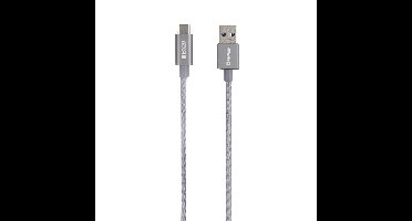 Skross SKCA0012A-C120CN USB-kabel USB 3.2 Gen1 USB-A stekker 1.20 m Space grijs Rond, Flexibel, Stoffen mantel