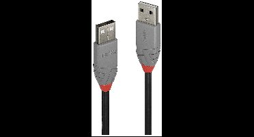 LINDY 36692 USB-kabel USB 2.0 USB-A stekker, USB-A stekker 1.00 m Zwart, Grijs