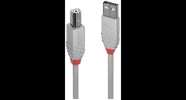 LINDY 36683 USB-kabel USB 2.0 USB-A stekker, USB-B stekker 2.00 m Grijs