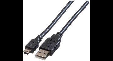 ROLINE USB 2.0 Kabel, type A - 5-Pin Mini, zwart, zwart, 0,8 m