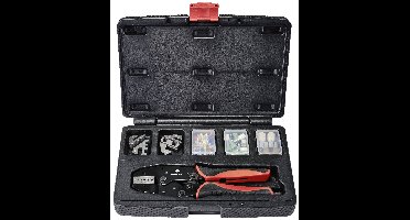 TOOLCRAFT TO-7703463 Krimptangset 83-delig Adereindhulzen 0.5 tot 35 mm² Incl. assortiment adereindhulzen in koffer, Incl. verwisselbare krimpinserts