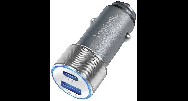 LogiLink Ladegerät USB-oplader 36 W 1x USB-A, 1x USB-C USB PD Zilver Auto USB Power Delivery (USB-PD)