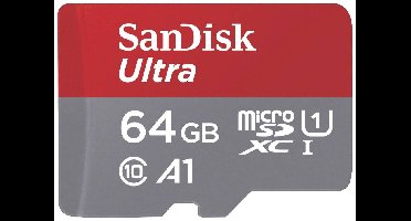 SanDisk microSDXC Ultra 64GB (A1/UHS-I/Cl.10/140MB/s) + Adapter Mobile microSDXC-kaart 64 GB A1 Application Performance Class, UHS-Class 1