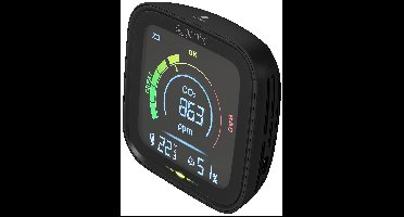 Sygonix Thermo- en hygrometer met CO2-aanduiding Zwart