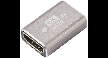 SpeaKa Professional SP-11301992 HDMI Adapter [1x HDMI-bus - 1x HDMI-bus] Grijs UHD 8K @ 60 Hz, UHD 4K @ 120 Hz Aluminium-stekker