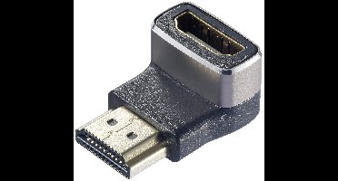 SpeaKa Professional SP-11306836 HDMI Adapter [1x HDMI-stekker - 1x HDMI-bus] Zwart, Zilver UHD 8K @ 60 Hz, UHD 4K @ 120 Hz 90° haaks naar onder