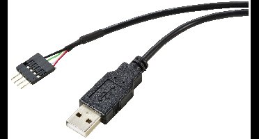 Renkforce RF-5719750 USB-kabel USB 2.0 Shrouded header 4-polig, USB-A stekker 0.40 m Zwart Afscherming gevlochten