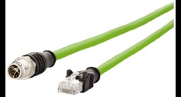 Metz Connect 142M2X15100 M12 Netwerkkabel, patchkabel CAT 6A S/FTP 10.00 m Groen PUR-mantel, Zuurbestendig, Ozonbestendig, UV-bestendig, Geschikt voor