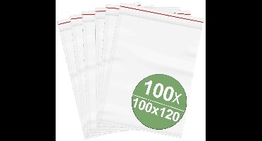 Hersluitbare zak zonder etiketstrook (b x h) 100 mm x 120 mm Transparant Polyethyleen 100 stuk(s)