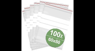 Hersluitbare zak met etiketstrook (b x h) 60 mm x 80 mm Transparant Polyethyleen 100 stuk(s)