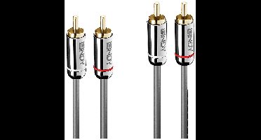 LINDY 35347 RCA Audio Aansluitkabel [2x Cinch-stekker - 2x Cinch-stekker] 3 m Antraciet