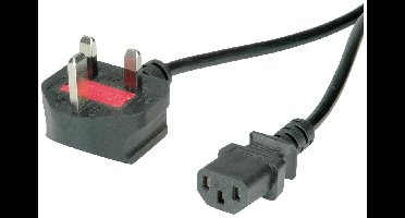 VALUE UK stroomkabel, recht IEC-Female, 10A, zwart, 3,15 m