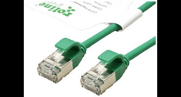 ROLINE GREEN F/UTP DataCenter Patchkabel Cat.6A (Class EA), LSOH, extra dun, groen, 0,15 m