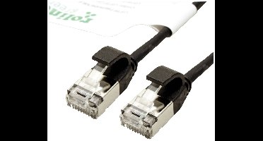 ROLINE GREEN F/UTP DataCenter Patchkabel Cat.6A (Class EA), LSOH, extra dun, zwart, 0,3 m
