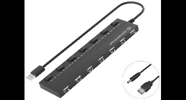 Conceptronic HUBBIES 7-Port-USB-2.0-Hub HUBBIES08B USB-hub 7 poorten USB-A USB 2.0 480 MBit/s Zwart