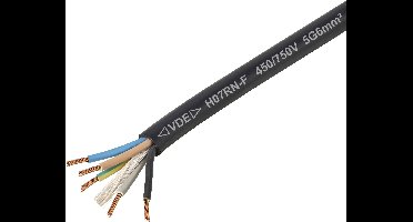 TRU COMPONENTS TC-11594960 Rubberkabel H07RN-F 5 x 6 mm² Zwart per meter