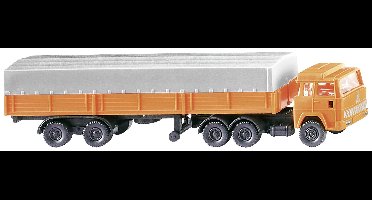 Wiking 0956 11 N Vrachtwagen Magirus Deutz Laadbakdieplader-combinatie, oranje