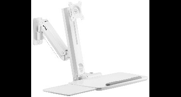 SpeaKa Professional SP-MM-950 Monitor-wandbeugel Op elkaar, Met toetsenbordlade, Incl. 2 scannerhouders 43,2 cm (17) - 88,9 cm (35) Wit In hoogte verstelbaar,