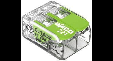 WAGO 221-422 221 Verbindingsklem Flexibel: 0.14-4 mm² Massief: 0.2-4 mm² Aantal polen: 2 100 stuk(s) Transparant, Groen Box