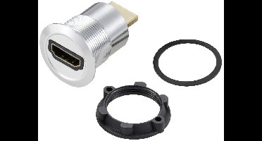 TRU COMPONENTS TC-11980448 HDMI-paneeladapterbus HDMI-bus - HDMI-stekker Zilver Aantal polen: 1 Inhoud: 1 stuk(s)