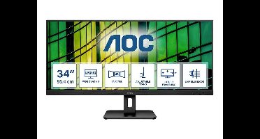 AOC Essential-line U34E2M LED-monitor Energielabel F (A - G) 86.4 cm (34 inch) 3440 x 1440 Pixel 21:9 4 ms HDMI, DisplayPort, Audio-Line-out VA LED
