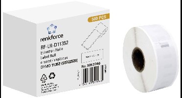 Renkforce Rol met etiketten Compatibel vervangt DYMO DYMO 11352 54 x 25 mm Papier Wit 500 stuk(s) Permanent hechtend Universele etiketten RF-6027492