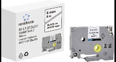 Labeltape Renkforce RF-LT-BTZe211 Compatibel vervangt Brother TZe-211 6 mm Tapekleur: Wit Tekstkleur: Zwart 8 m
