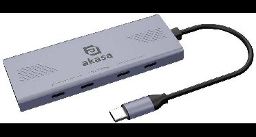 Akasa 10Gbps USB Type-C 4 Port Hub AK-CBCA32-18BK USB-hub 4 poorten USB-A USB 3.2 Gen2 10 GBit/s Met USB-C stekker Aluminium (geëloxeerd)