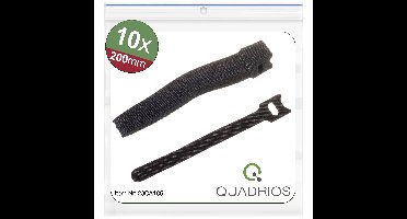 Quadrios 23CA185 Klittenband kabelbinder Om te bundelen Haak- en lusdeel (l x b) 200 mm x 12 mm Zwart 10 stuk(s)