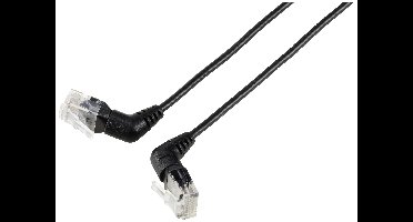 Renkforce RF-6071544 RJ45 Netwerkkabel, patchkabel CAT 6 U/UTP 2.00 m Zwart Connectoren 360° draaibaar, Haakse kabeluitgang 1 stuk(s)