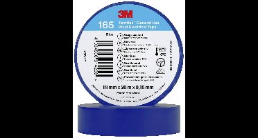 3M 165BL5E Isolatietape Blauw (l x b) 20 m x 19 mm 1 stuk(s)