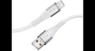 Intenso 7902102 USB-kabel USB 2.0 USB-A stekker, Apple Lightning stekker 1.50 m Wit Stoffen mantel