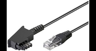 Goobay DSL Aansluitkabel [1x RJ45-stekker - 1x Telefoonstekker Duitsland (TAE-F)] 3.00 m Zwart