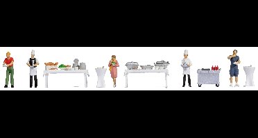 NOCH 16276 H0 Buffetset 2 figuren Geverfd, Staand