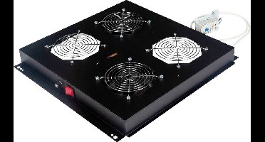 ROLINE dakventilatie-unit met 2 ventilatoren, thermostaat, zwart