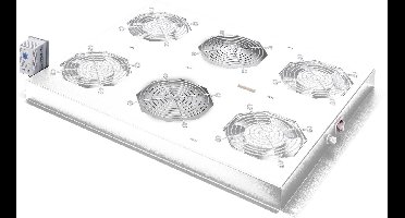 ROLINE 19-inch dakventilatorunit 4 ventilatoren , Thermostaat grijs