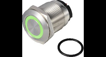 TRU COMPONENTS TC-13224216 ONPOW6319F-10ZE/Q/G/12V/S Druktoets 36 V DC/AC 2 A 1x uit/(aan) Continu Groen IP65 1 stuk(s)