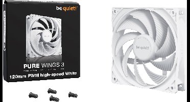 BeQuiet PURE WINGS 3 White 120mm PWM high-speed PC-ventilator Wit (b x h x d) 120 x 25 x 120 mm