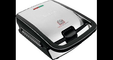 Tefal SW 854 D Snack Collection Wafelijzer Anti-aanbaklaag, Automatische temperatuuraanpassing Zwart, RVS (geborsteld)